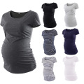 Women's  Maternity Block Tops short Sleeve T-Shirts Blouses For Breastfeeding friendly